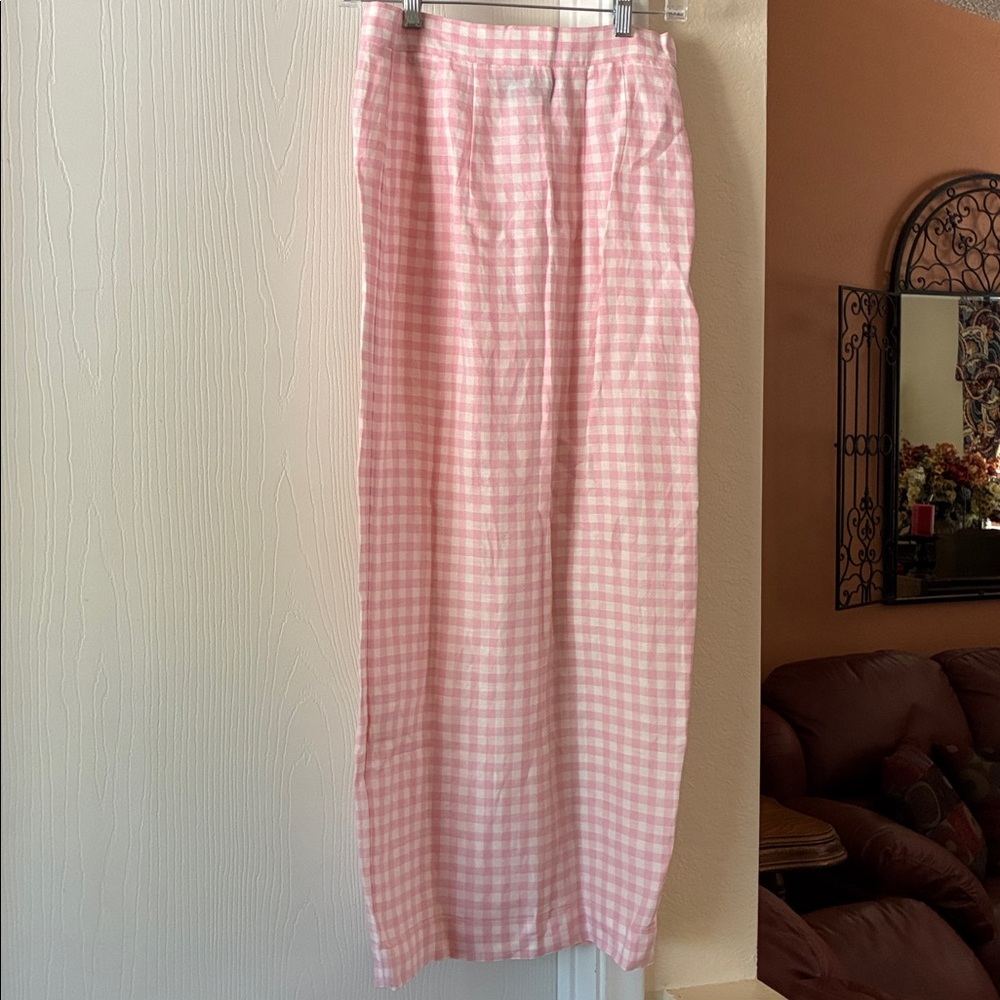 Sleeper Pink Gingham Maxi Wrap Skirt with Button Waist, small, NWOT - Picture 2 of 8